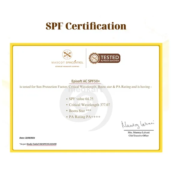 episoft ac spf 50 plus hydrating sunscreen 50 gm